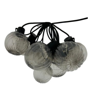 LED buitendecoratieve slinger 10xLED/0,15W/230V 6,8 m IP44 zwart/rookkleurig
