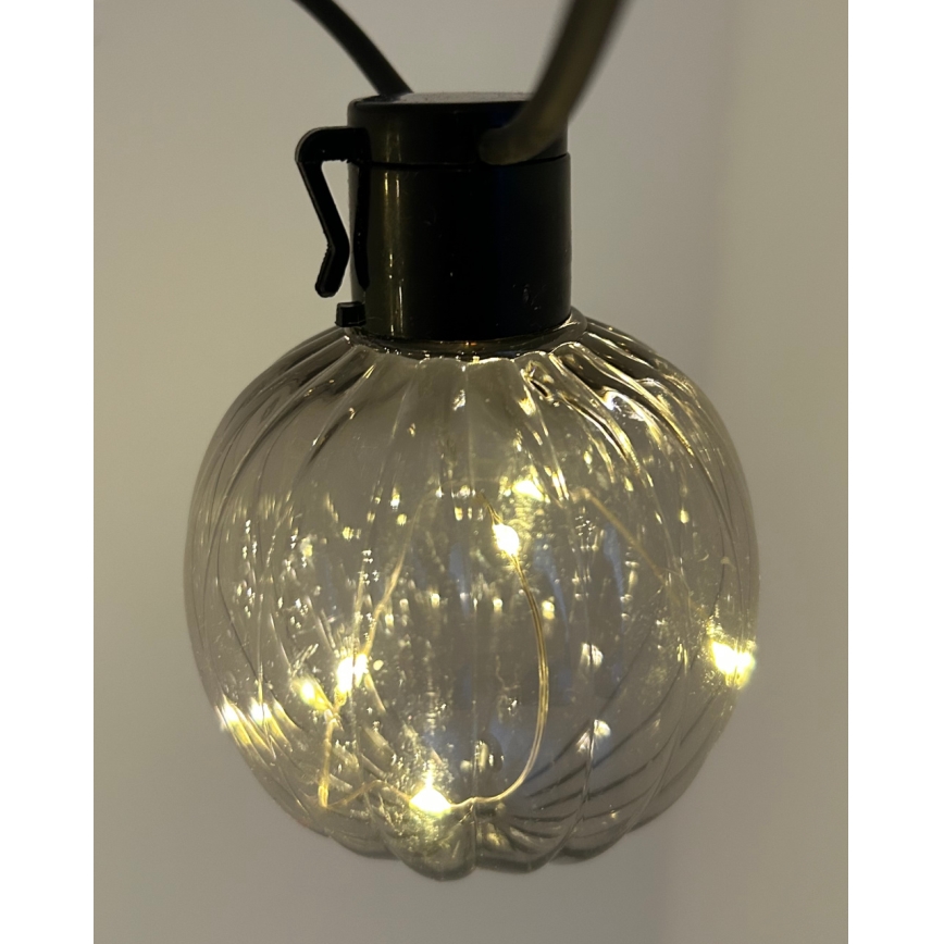 LED buitendecoratieve slinger 10xLED/0,15W/230V 6,8 m IP44 zwart/rookkleurig
