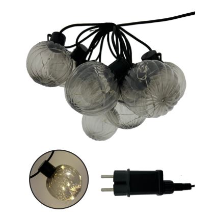 LED buitendecoratieve slinger 10xLED/0,15W/230V 6,8 m IP44 zwart/rookkleurig