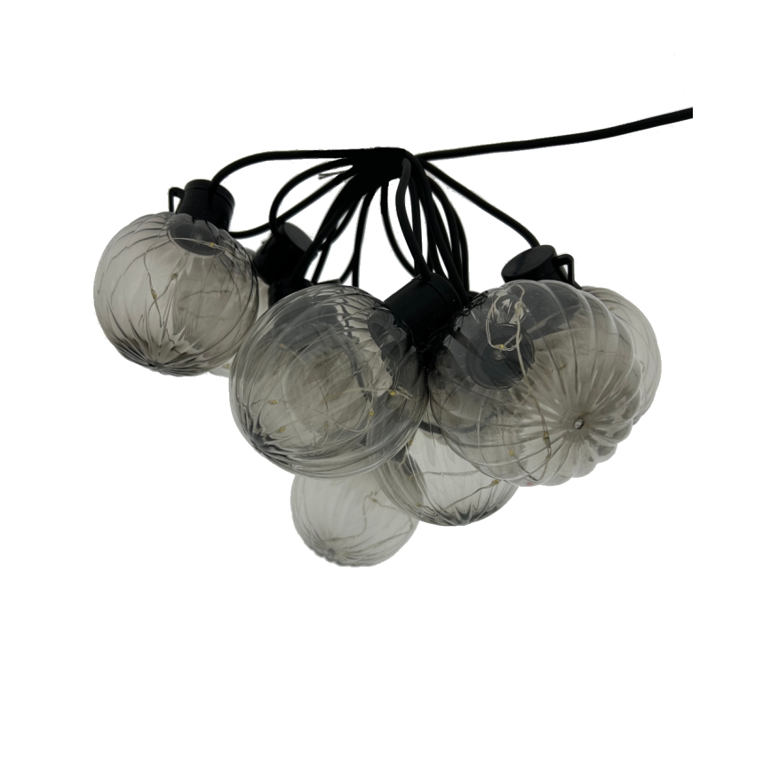 LED buitendecoratieve slinger 10xLED/0,15W/230V 6,8 m IP44 zwart/rookkleurig