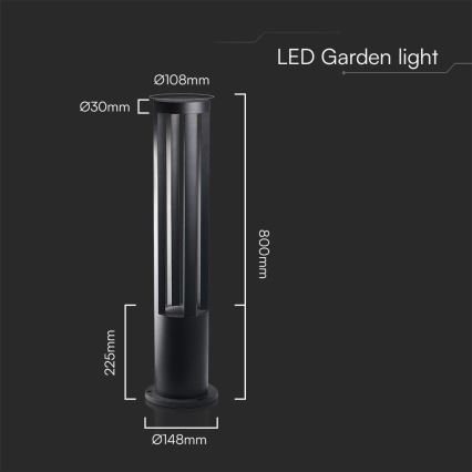 LED-buitenlamp 10W/230V 3000K IP65 80 cm zwart