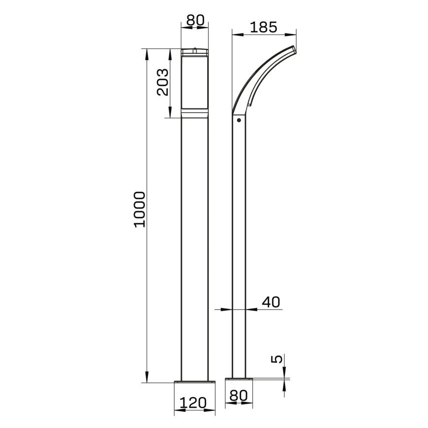 LED Buitenlamp AMY LED/12W/230V 100 cm IP44 zwart