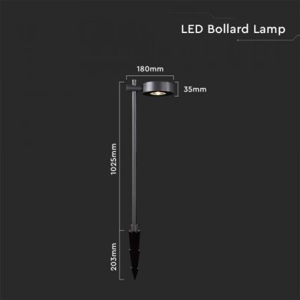 LED buitenlamp LED/7W/230V 4000K IP65 zwart 102 cm