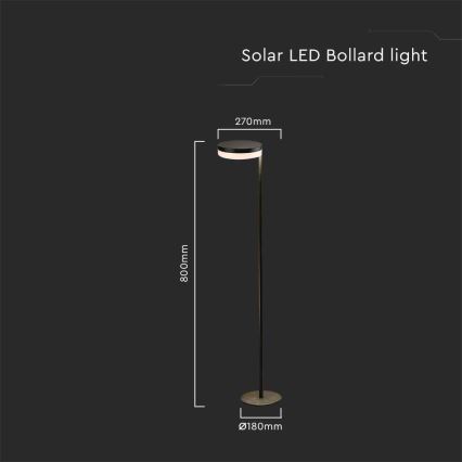 LED buitenlamp op zonne-energie LED/2W/3,7V 3000K IP54 zwart