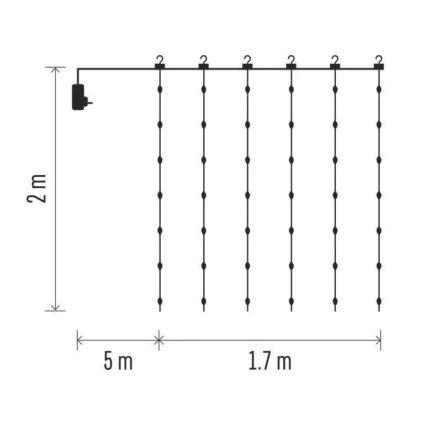 LED buitenlichtketting 240xLED/8 functies 6,7 m IP44 warm wit