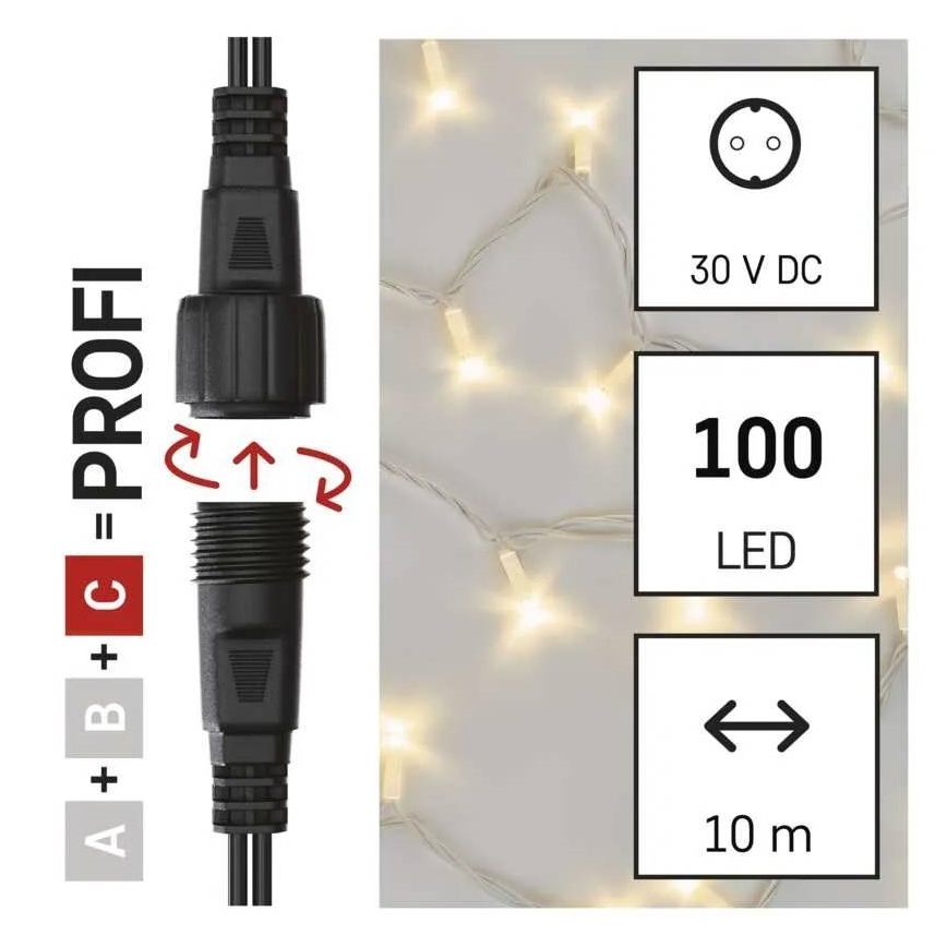 LED buitenlichtslinger 100xLED/10m IP44 warm wit