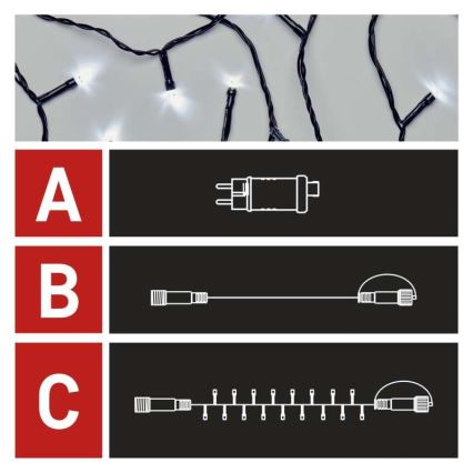 LED buitenlichtsnoer 100xLED/15m IP44 koel wit