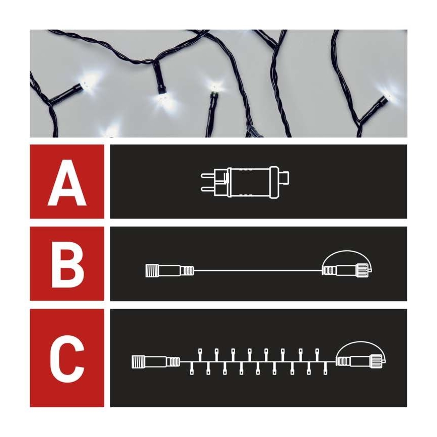 LED buitenlichtsnoer 100xLED/15m IP44 koel wit