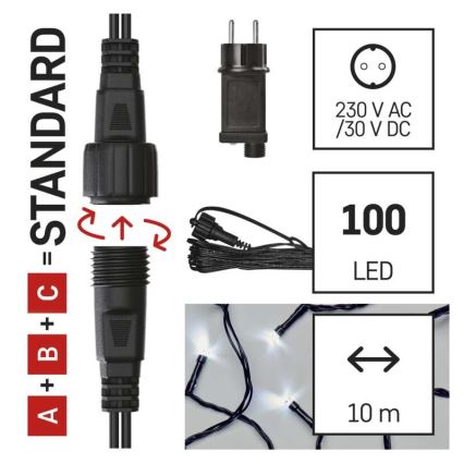 LED buitenlichtsnoer 100xLED/15m IP44 koel wit