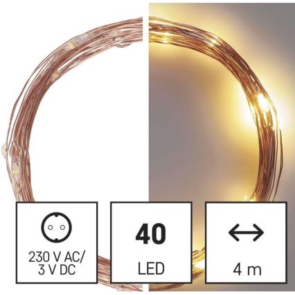 LED buitenlichtsnoer 40xLED/9m IP44 warm wit