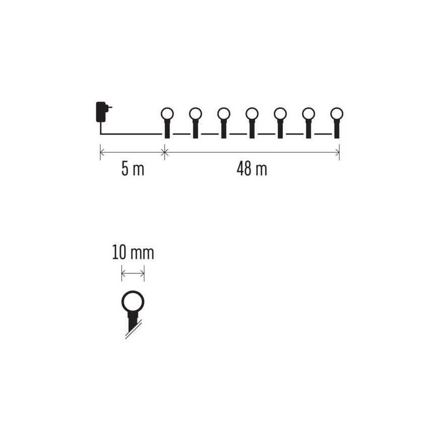 LED buitenlichtsnoer 480xLED/53m IP44 meerkleurig
