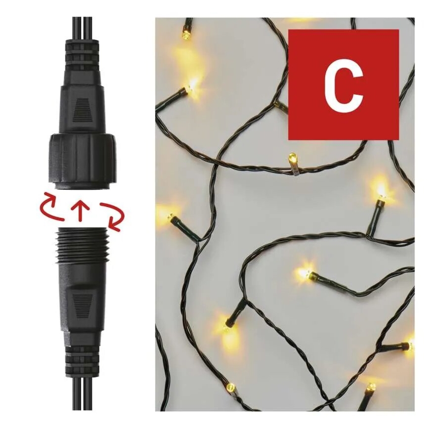 LED buitenlichtsnoer 50xLED/5m IP44 warm wit