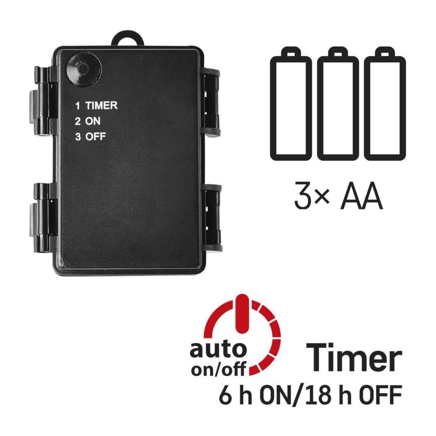 LED-buitenlichtsnoer 80xLED/3xAA 6,1m IP44 warm wit