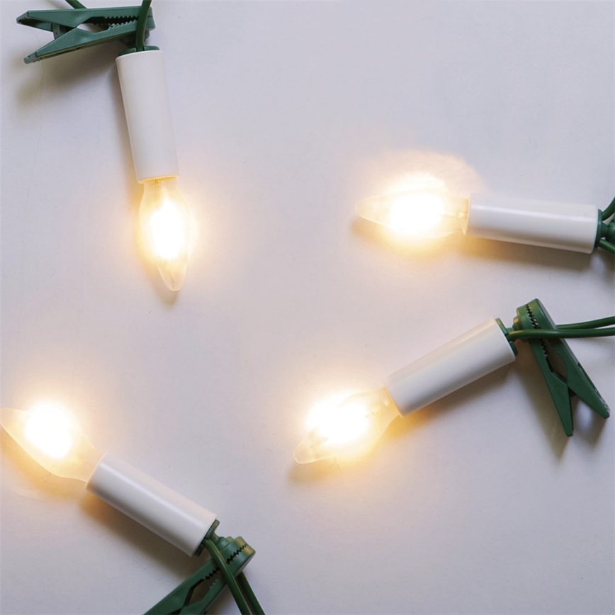 LED buitenlichtsnoer FELICIA FILAMENT 20xE10 19m wit/warmwit IP44, Gemaakt in Tsjechië