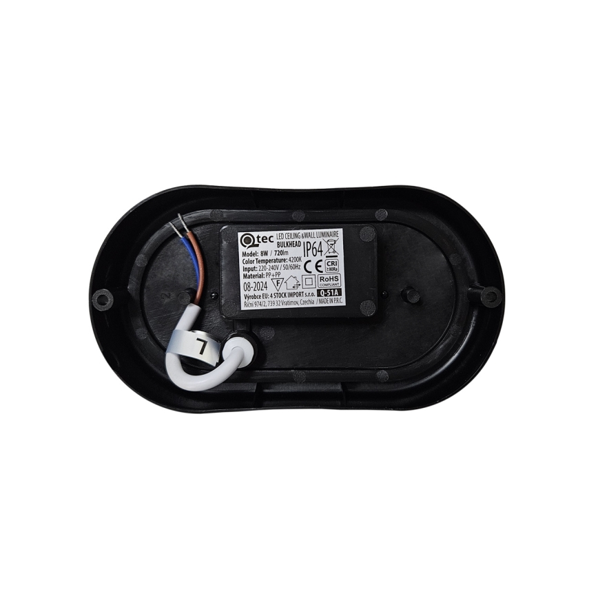LED buitenplafondlamp LED/8W/230V 4200K IP64 zwart