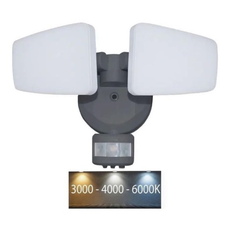 LED Buitenschijnwerper met sensor LED/24W/230V 3000/4000/6000K IP54 antraciet