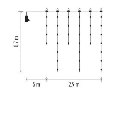 LED buitenslinger 100xLED/8 functies 7,9x0,7m IP44 warm wit