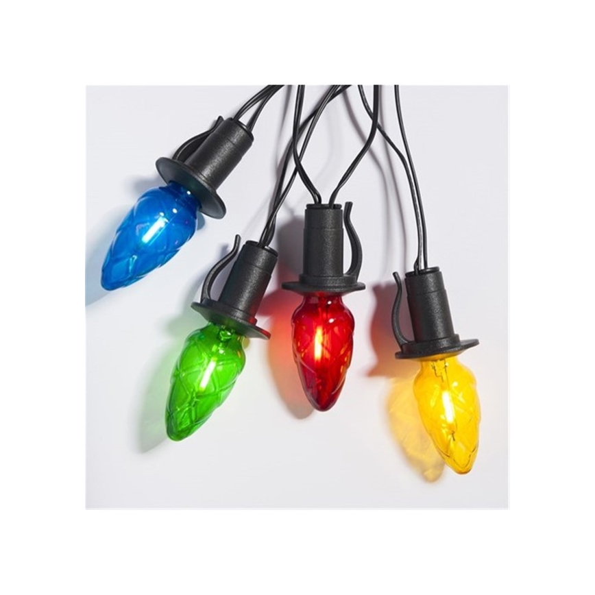 LED buitenslingerverlichting CONE FILAMENT 20xE10 19m kleurig/warm wit IP44, Gemaakt in de EU