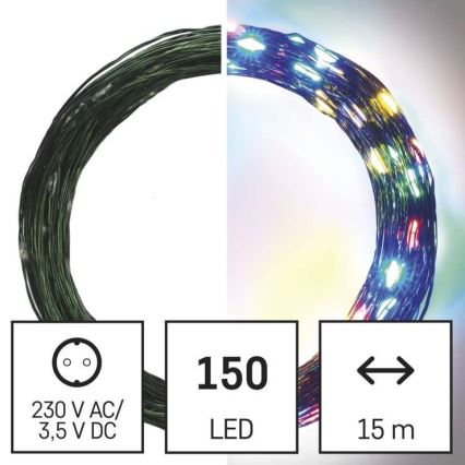 LED buitensnoer 150xLED/20m IP44 meerkleurig