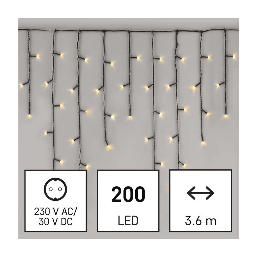 LED buitensnoer 200xLED/8 standen 8,6 m IP44 warm wit