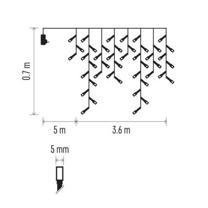 LED buitensnoer 200xLED/8 standen 8,6 m IP44 warm wit