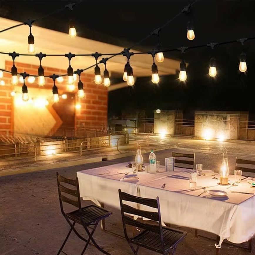 LED Buiten decoratieve lichtsnoer 15xE27/1W/230V 15 m IP65 zwart