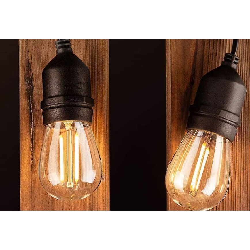 LED Buiten decoratieve lichtsnoer 15xE27/1W/230V 15 m IP65 zwart