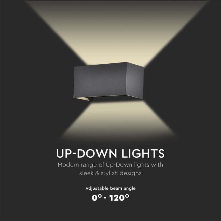 LED-buitenwandlamp 24 W / 230 V / 3000 K, IP65, zwart