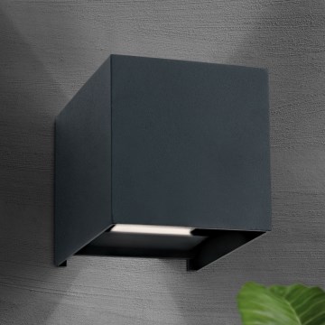 LED Buitenwandlamp CUBE 2xLED/3W/230V IP54 antraciet