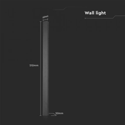LED buitenwandlamp LED/10W/230V 3000K IP65 51 cm zwart