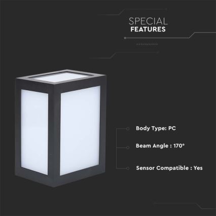 LED buitenwandlamp LED/12W/230V 4000K IP65 zwart