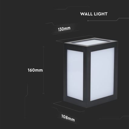 LED buitenwandlamp LED/12W/230V 4000K IP65 zwart
