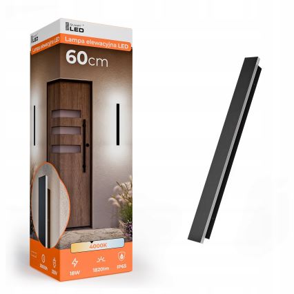 LED buitenwandlamp LED/18W/230V 60 cm IP65 zwart