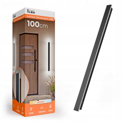 LED buitenwandlamp LED/30W/230V 100 cm IP65 zwart