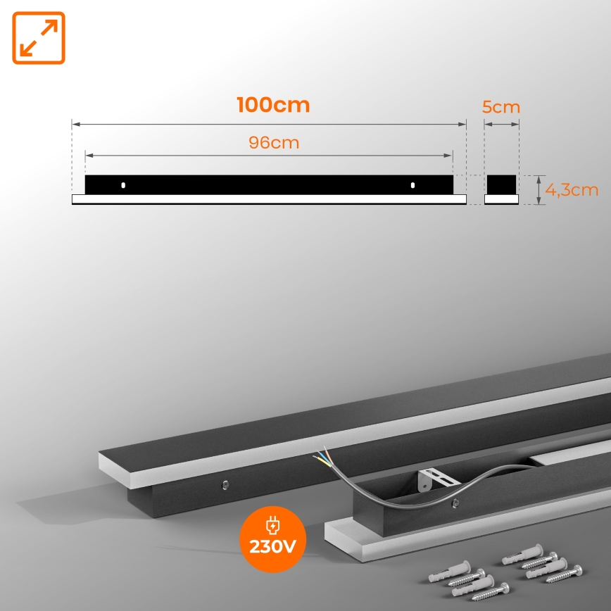 LED buitenwandlamp LED/30W/230V 100 cm IP65 zwart