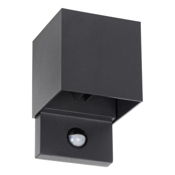 LED buitenwandlamp met bewegings- en schemersensor REKA LED/7W/230V IP54 antraciet hoekig