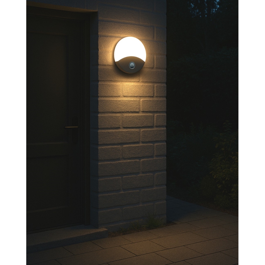 LED buitenwandlamp met bewegingssensor, 18W, 230V, IP44, wit