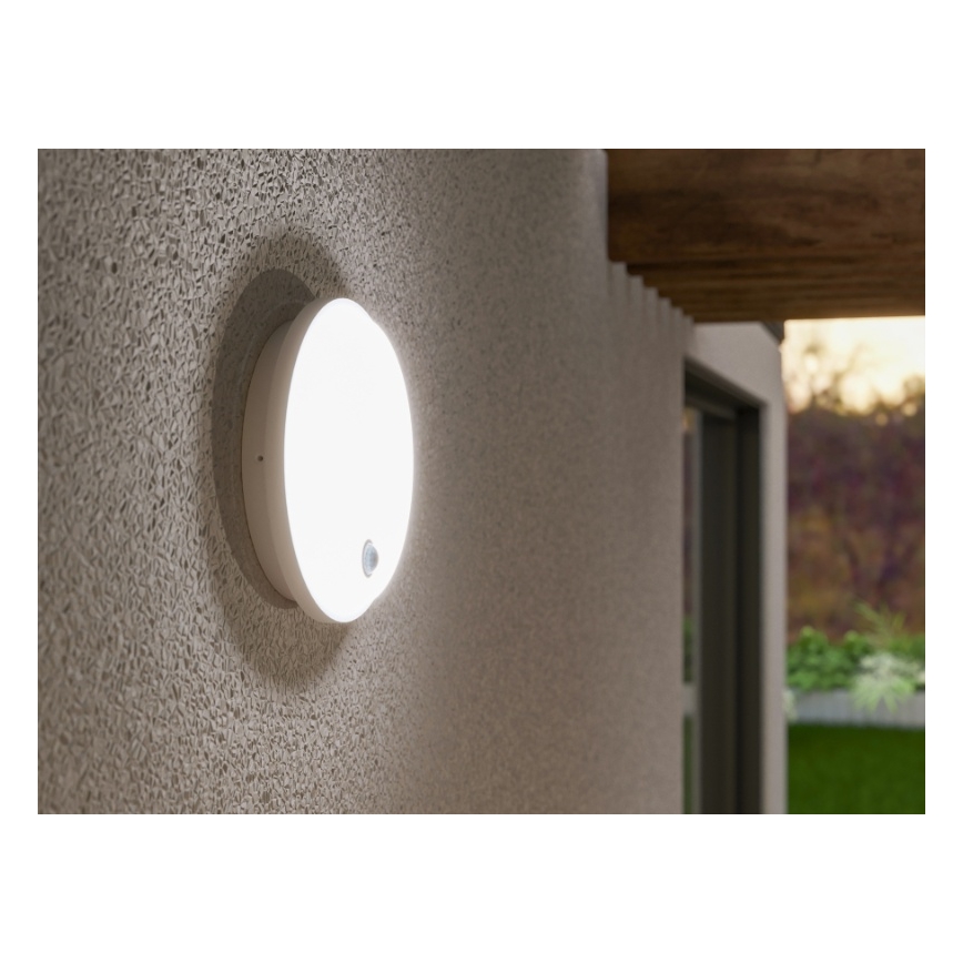 LED buitenwandlamp met bewegings- en schemersensor LED/15W/230V IP65 wit