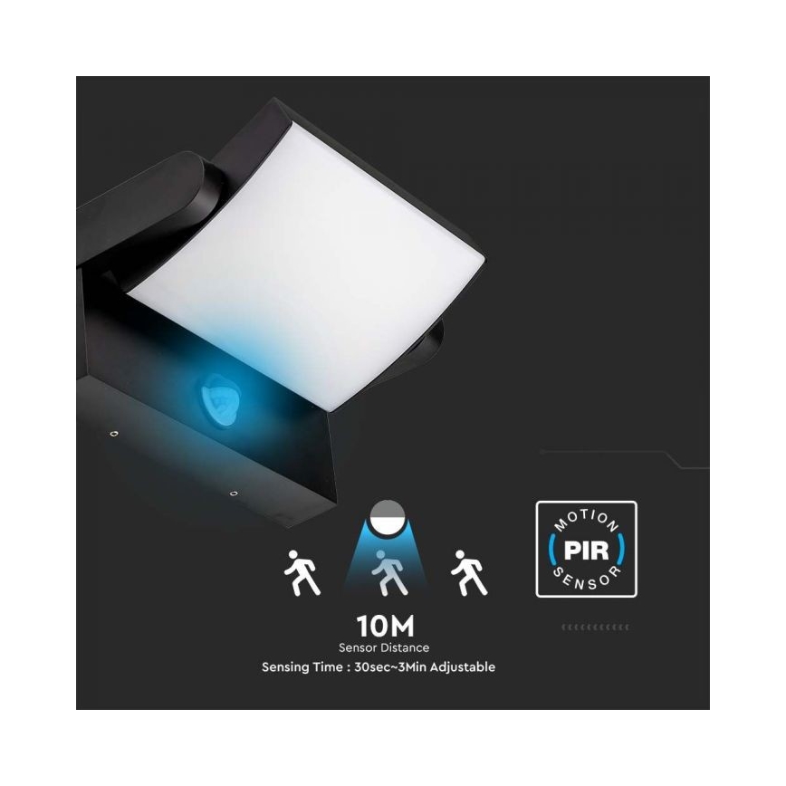 LED Buitenwandlamp met sensor LED/17W/230V 3000K IP65 zwart