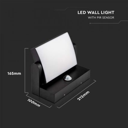 LED Buitenwandlamp met sensor LED/17W/230V 3000K IP65 zwart
