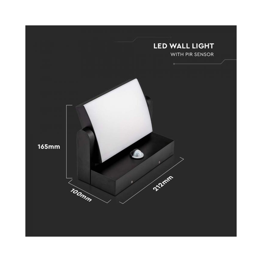 LED Buitenwandlamp met sensor LED/17W/230V 3000K IP65 zwart