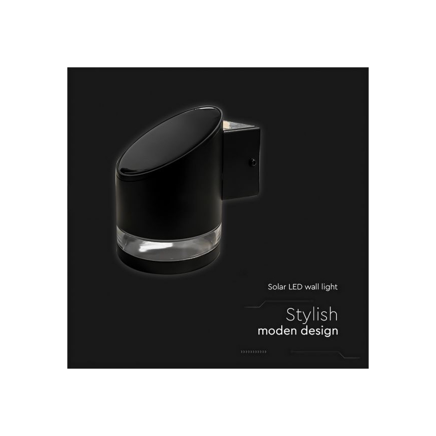 LED Buitenwandlamp op zonne-energie LED/1W/3,7V 3000K IP54 1200 mAh zwart