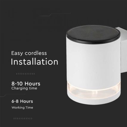 LED Buitenzonnewandlamp LED/1W/3,7V 3000K IP54 1200 mAh wit