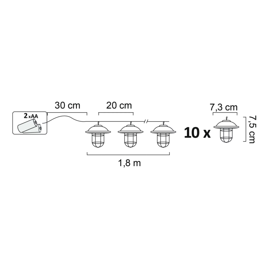 LED Decoratieve buitenverlichting LOFT 10xLED/2xAA