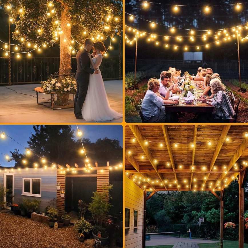 LED dimbare decoratieve lichtslinger voor buiten 25xE12/1W/24/230V 17,5 m IP65 zwart + afstandsbediening