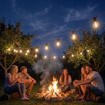 Dimbaar LED buiten decoratief lichtsnoer 36xE12/1W/24/230V 22,35 m IP65 zwart + afstandsbediening