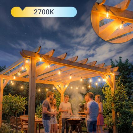 Dimbaar LED buiten decoratief lichtsnoer 36xE12/1W/24/230V 22,35 m IP65 zwart + afstandsbediening