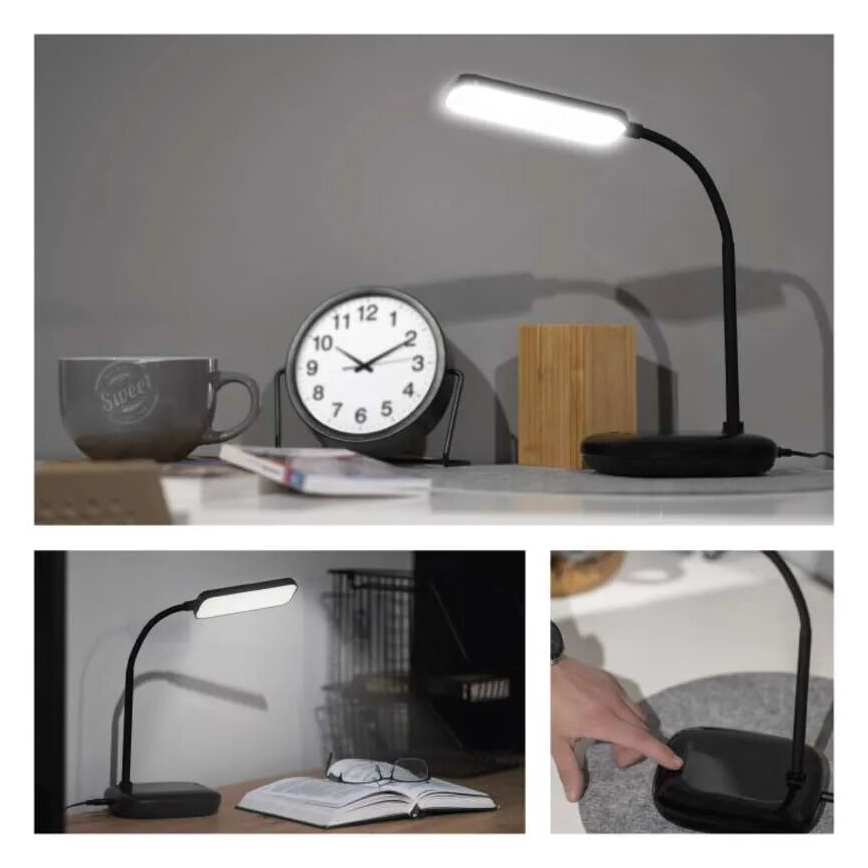 LED Dimbaar flexibel tafellamp LED/12W/230V 3000K/4000K/6500K zwart