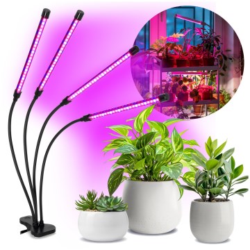 LED Dimbaar flexible tafellamp met clip voor het kweken van planten VITARO 4xLED/10W/230V zwart