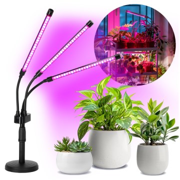 LED Dimbaar flexible tafellamp voor het kweken van planten VITARO 3xLED/10W/230V zwart